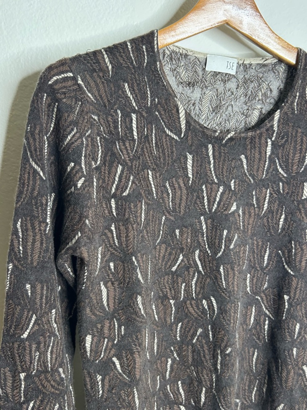Tse 100% Cashmere Brown Neutral Textured Stitch Pullover Sweater Size Large View 5